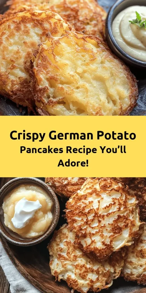 Discover the joy of making crispy authentic German potato pancakes! With only a few simple ingredients like grated potatoes, onions, and eggs, you can whip up these delicious treats in no time. Perfectly golden brown and crisp, they make a great appetizer or side dish. Serve them hot with applesauce or sour cream for a delightful experience. Enjoy this easy recipe for a taste of Germany right at home!