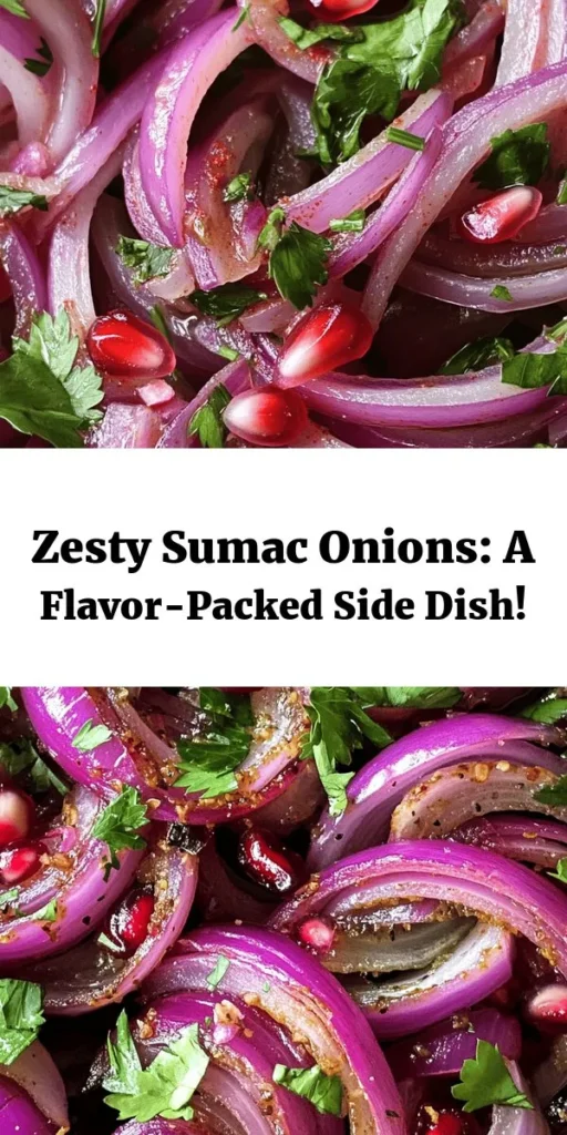 Elevate your meals with these Zesty Sumac Onions! This easy recipe combines thinly sliced red onions with olive oil, sumac, sea salt, and lemon juice for a fresh, tangy flavor. After a quick marinade, roast them to perfection for about 20 minutes until caramelized and tender. Garnish with fresh parsley and optional pomegranate seeds for a pop of color. Perfect as a side dish or a topping for meats, salads, and sandwiches. Enjoy a burst of flavor!