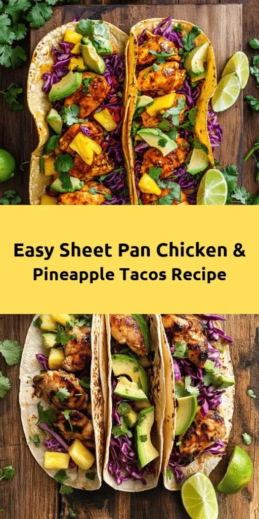 Spice up your taco night with these delicious sheet pan chicken, chipotle, and pineapple tacos! Featuring marinated chicken thighs, sweet pineapple, and topped with crunchy red cabbage and creamy avocado, these tacos are a flavor explosion. Easy to prepare and ready in just 1 hour, they make a perfect weeknight dinner. Serve with fresh lime for an extra zing. Perfect for gatherings or a fun family meal! Try this recipe now for a taste that will wow everyone!