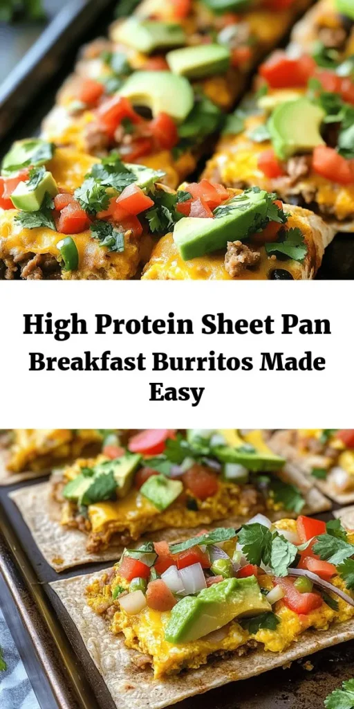 Start your morning right with these delicious Macro-Friendly High Protein Sheet Pan Breakfast Burritos! Packed with eggs, turkey sausage or plant-based alternatives, colorful veggies, and black beans, these burritos are not only nutritious but super easy to make. Simply bake everything on a sheet pan, slice, and wrap in whole wheat tortillas for a meal prep win. Enjoy them fresh or freeze for busy days. Customize with your favorite toppings like salsa and avocado!