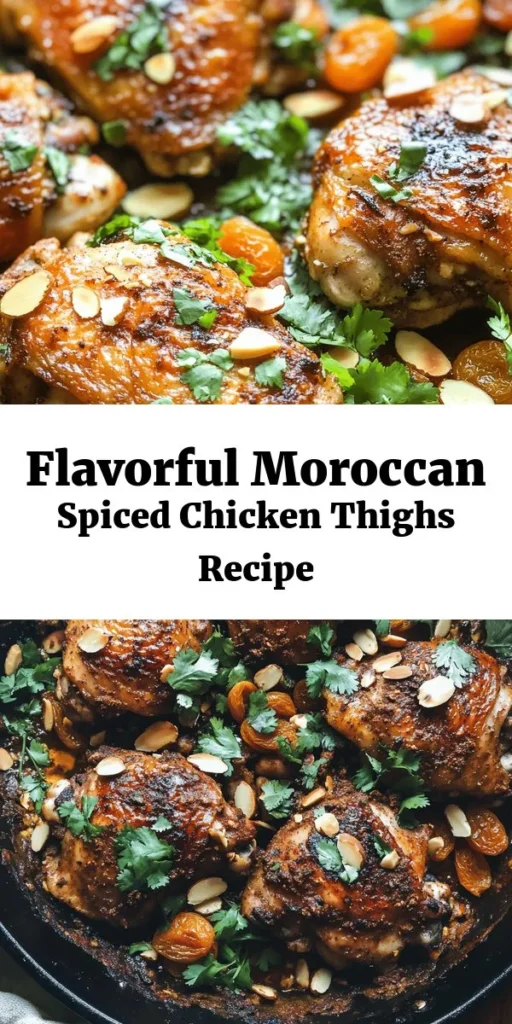 Discover the vibrant flavors of Moroccan Spiced Chicken with this easy and aromatic recipe! Marinated in a blend of spices like cumin, cinnamon, and cayenne, this dish is bursting with warmth and character. Sear the chicken to golden perfection, then bake it with chicken broth, apricots, and almonds for a delightful contrast of flavors. Perfect over couscous or rice, this meal is sure to impress your family and friends. Enjoy a taste of Morocco at home!