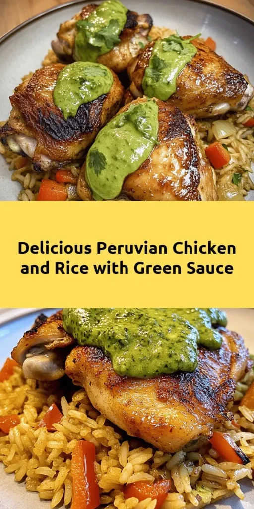 Experience the vibrant flavors of Peru with this Pollo y Arroz con Salsa Verde! This comforting dish features marinated chicken thighs cooked to perfection with aromatic rice and sautéed veggies. The fresh green sauce adds a zesty kick, making every bite irresistible. Perfect for dinner nights or impressing guests! With simple ingredients and easy steps, you'll have a delicious meal ready in just over an hour. Give it a try and savor the taste of Peru at home!