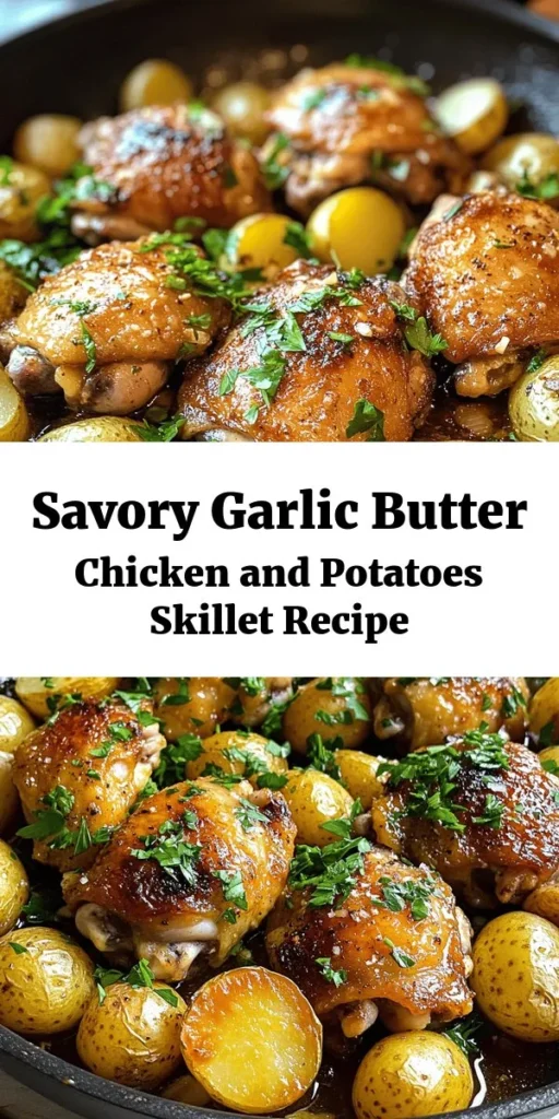 Savor the deliciousness of Garlic Butter Chicken and Potatoes Skillet! In just 30 minutes, you can create a comforting meal featuring tender chicken thighs and golden baby potatoes, all coated in a rich garlic butter sauce. With a hint of smoked paprika and fresh lemon juice, this dish is bursting with flavor. Perfect for busy weeknights, it's easy to make and sure to please the whole family. Get the recipe and enjoy a fabulous meal tonight!