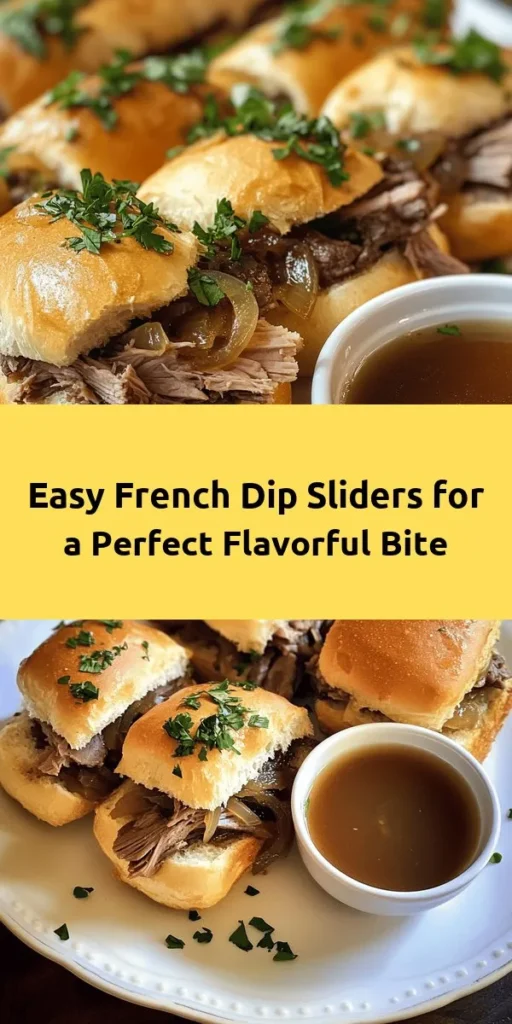 Try these Deliciously Easy French Dip Sliders for a crowd-pleasing meal or appetizer! Made with soft slider rolls, thinly sliced roast beef, and gooey provolone cheese, these sliders are layered with caramelized onions for extra flavor. Brush with a buttery garlic mixture and bake until golden and bubbly. Serve with warm beef broth for dipping. Perfect for your next dinner or party, they're sure to impress your guests and satisfy your cravings!