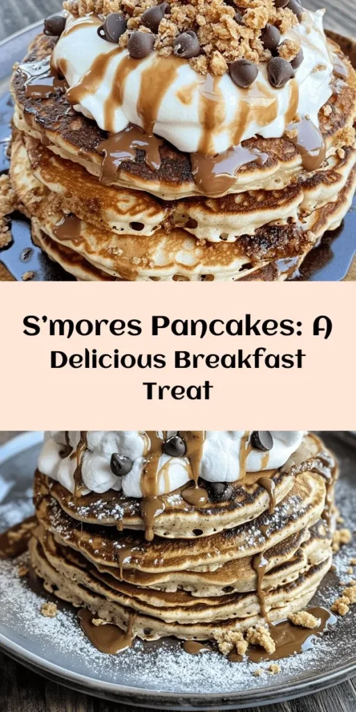 Treat yourself to a breakfast delight with these S’mores Pancakes! This easy recipe combines fluffy pancakes with mini chocolate chips, crushed graham crackers, and gooey marshmallow fluff for a sweet twist on a classic favorite. Perfect for a weekend brunch or a fun breakfast treat, these pancakes are quick to make and sure to impress. Drizzle with extra marshmallow fluff and top with more chocolate for the ultimate indulgence. Enjoy a delicious morning!