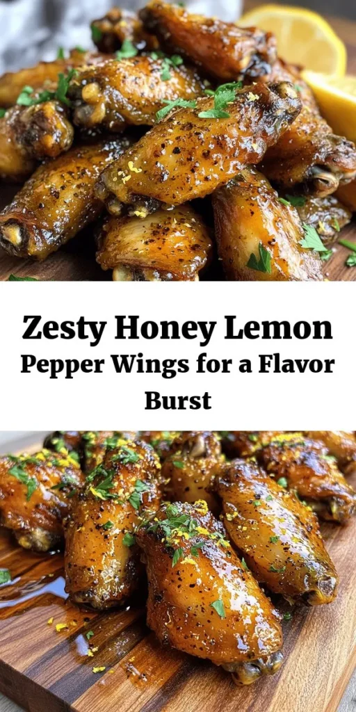 Get ready to spice up your snack game with these Zesty Honey Lemon Pepper Wings! Perfectly crispy on the outside and irresistibly sticky on the inside, these wings are coated in a tangy blend of fresh lemon, cracked black pepper, and a touch of honey for that sweet finish. Ideal for game night or a casual gathering, they're sure to impress! Dive into this easy recipe that takes just 10 minutes to prep and serves up bold flavors everyone will love!