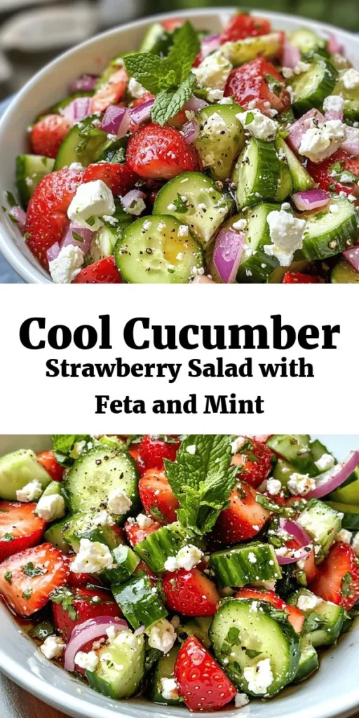 Try this Refreshing Cucumber Strawberry Salad for a delightful twist on your typical salad! Made with crisp cucumbers, sweet strawberries, and a hint of red onion, this vibrant dish is topped with crumbled feta and fresh mint for an added zing. Drizzled with a light olive oil and balsamic dressing, it's perfect for summer gatherings or a light lunch. Quick to prepare, this salad is sure to impress your guests and brighten up your plate!