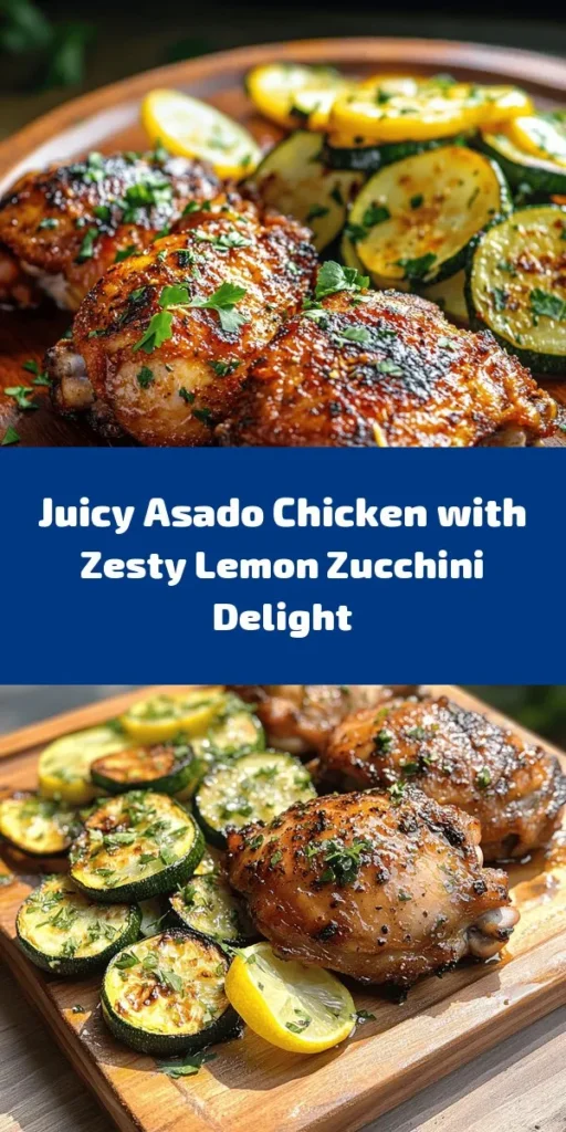 Enjoy a burst of flavor with this Asado Chicken paired with sautéed lemon zucchini! Marinate juicy chicken thighs in a zesty blend of garlic, smoked paprika, and citrus juices for a delightful taste experience. Grill or bake to perfection, and serve alongside tender zucchini sautéed with garlic and a squeeze of fresh lemon. This simple yet impressive dish is perfect for family dinners or gatherings. Make it yours today and savor every bite!